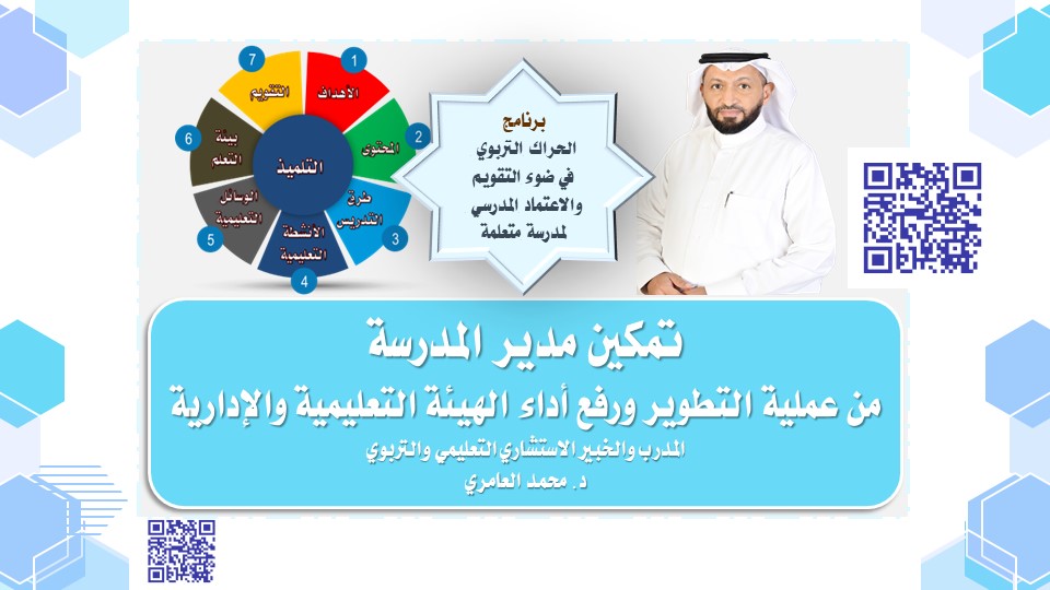 د. محمد العامري يتحدث عن  تمكين مدير المدرسة من عملية التطوير ورفع أداء الهيئة التعليمية والإدارية