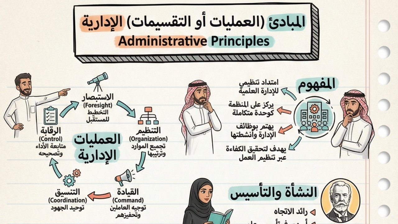 المبادئ (العمليات أو التقسيمات) الإدارية (مدخل رئيسي في المدرسة التقليدية لعلم الإدارة) Administrative Principles